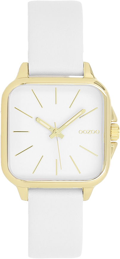 Gold coloured OOZOO watch with light grey leather strap - C11665